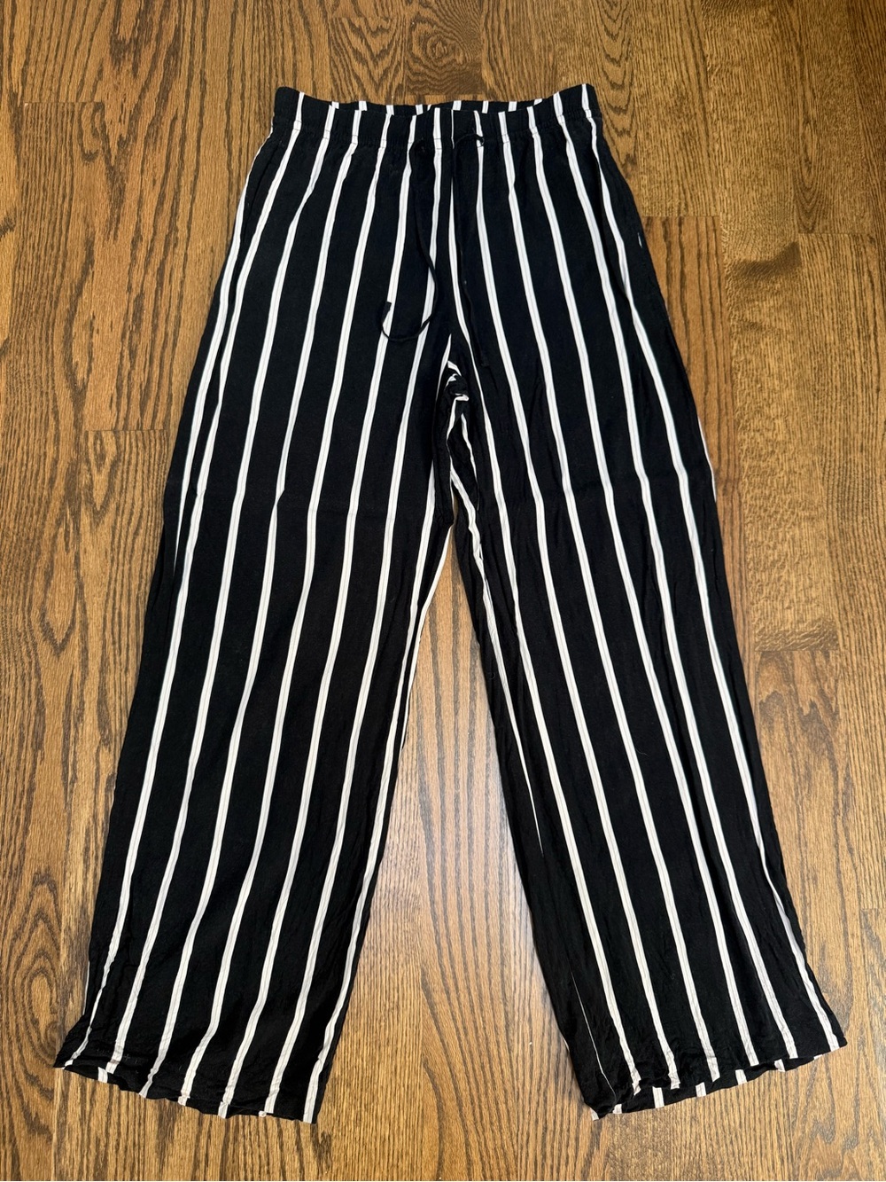 H&M Black and Tan Vertical Stripe Wide-Leg Pant